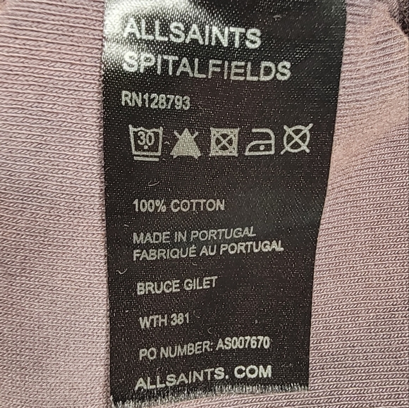 Men’s Sz 10 All Saints Spitafields Brown Cotton Distressed Festival Hooded Vest - Picture 3 of 14